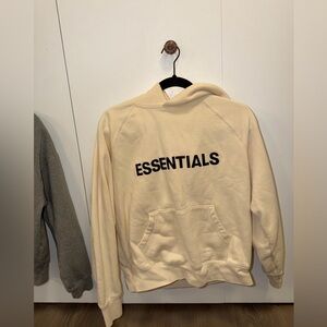 Essentials Beige Hoodie with Black Logo